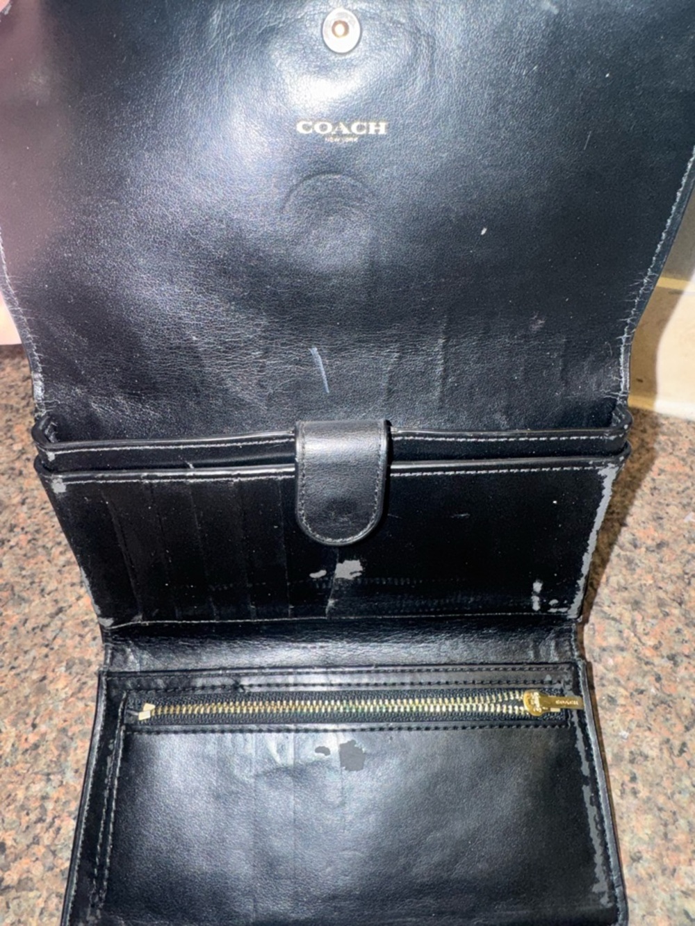Coach Black Leather Chain Crossbody Wallet on chain - Picture 4 of 4